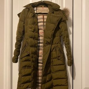 Olive Burberry Puffer Parka